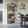 Industrial Tall Bookcase Rustic kitchen Shelving Cabinet Vintage Metal Bookshelf