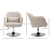 Stylish Retro Linen Swivel Tub Chair Steel Frame Cushion Wide Seat Cream