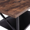 Industrial Rectangle Coffee Table 2 Tier Rustic Wood Living Room Table Metal Leg