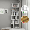 Wood Bookcase Bookshelf S Shape 6 Tier Shelves Free Standing Shelving Storage UK