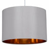 Large 40cm Grey & Copper Modern Easy Fit Ceiling Light Shade Faux Silk Pendant