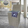Laundry Basket Hamper Handwoven Grey Resin Bin for Dirty Cloths with Lining