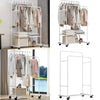 Heavy Duty Metal Garment Dual Rail Clothes Rolling Hanging Rack With Shelf Stand