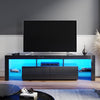 160cm Black TV Entertainment Unit LED Stand With Storage Drawers High Gloss Door