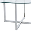 Modern Round Coffee Table Clear Glass Top with Cross Legs Living Room Office