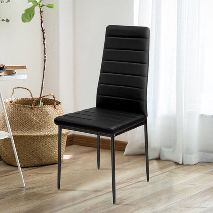 Set of 2/4/6 Dining Chairs Black Padded Seat High Back Metal Legs Home Furniture
