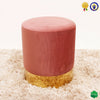 Dolce Pink Velour Velvet Ottoman Footstool with Chrome Surround Stool Seat