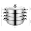 28cm 4 TIER STAINLESS STEEL STEAMER COOKER POT SET PAN COOK FOOD GLASS LIDS UK