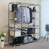 Large Canvas Fabric Wardrobe With Hanging Rail Shelving Clothes Storage Cupboard