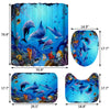 180X180cm Dolphin Shower Curtain+ Bath Set Waterproof Toilet Lid Cover Floor Mat