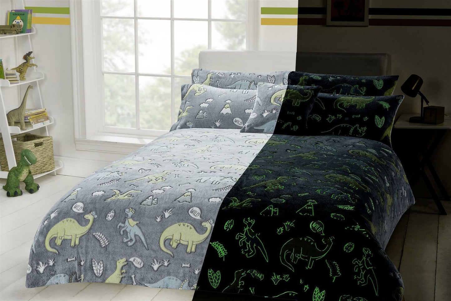 Glow In The Dark Teddy Fleece Duvet Cover Sets Soft Warm Kids Bedding Quilt set