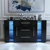 RGB LED Black Storage Cabinet High Gloss TV Unit Stand Sideboard Cupboard