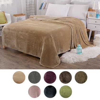 LUXURY POPCORN WAFFLE BLANKET FLEECE TRAVEL THROW SOFA BED WARM COSY EXTRA LARGE