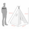 Large Canvas Kids Teepee White Tent Childs Wigwam Indoor Outdoor Play House Gift