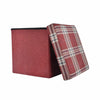 Folding Storage Ottoman Linen Look Plaid Check Fabric Stool Footstool Toy Box
