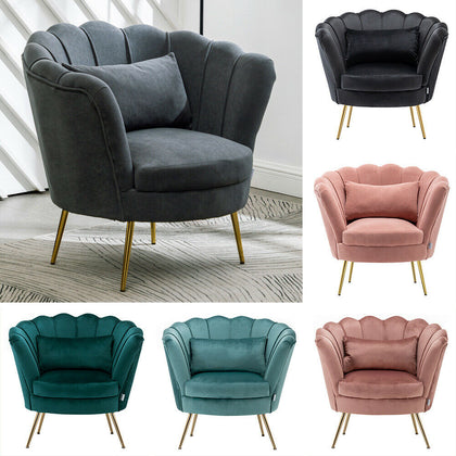 Upholstered Oyster Armchair Scallop Tub Chair Cocktail Wing Back Lotus Seat Sofa