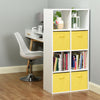 White 8 Cube Shelving Unit Furniture Shelf 4 Yellow Fabric Storage Box