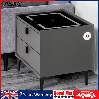 Smart Bedside Table with Light Phone Charging Modern Bedroom Furniture 2 Msngvta