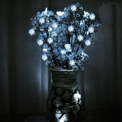 2M 120Led Snwoflakes Battery Powered Snowflake Fairy String Light Flower Vase UK