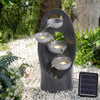 Solar Powered Garden Water Feature Outdoor LED Fountain Waterfall Natural Slate