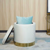 Velvet Storage Ottoman Round Footrest Stool with Lid Vanity Seat Decorative Seat