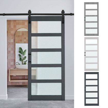 Modern Barn Door 3ft Wood &Glass Interior Door for Sliding Barn Door Rail System