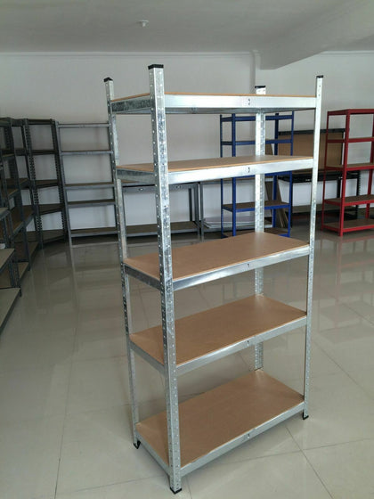 GALVANISED - 5 TIER METAL SHELVING UNIT STORAGE RACKING SHELVES GARAGE WAREHOUSE