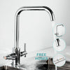 Modern Kitchen Sink Mixer Taps Dual Lever Right Angle Bend Bridge Faucets //