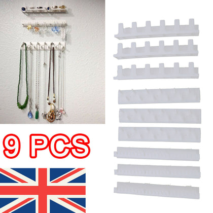 9x Jewelry Hanger Organizer Box Wall Bracket Necklace Bracelet Storage White
