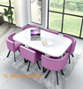 White Wooden Dining Table & 6 Chairs Rretro