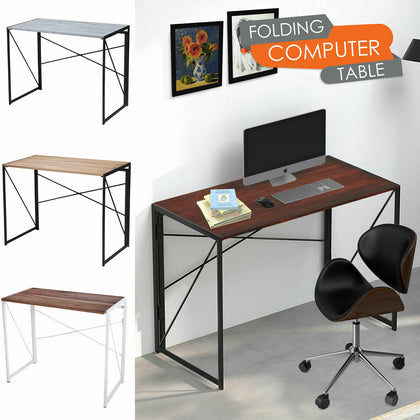 Folding Computer Desk Wooden Foldable Study Table Laptop Home Office PC