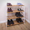 4 Tier Natural Bamboo Shoe Rack Stand Shelf Hallway,Bedroom, Storage Organiser