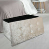 2 Seat Large Crushed Velvet Foldable Ottoman Storage Box Double Bed Foot Stool