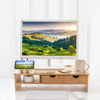 Bamboo PC Monitor Stand Laptop Computer Screen Desk Riser Rack w/Storage Drawers