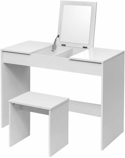 MDF Dressing Table Stool Set with Mirror Makeup Desk Dresser for Study Table