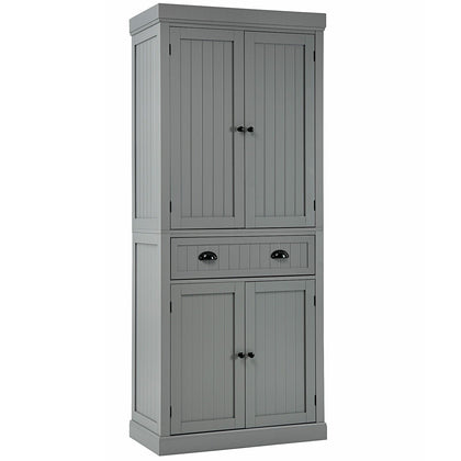Wood Tall Storage Cabinet 2 Doors Display Organizer Freestanding Pantry Cupboard