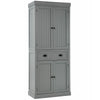 Wood Tall Storage Cabinet 2 Doors Display Organizer Freestanding Pantry Cupboard
