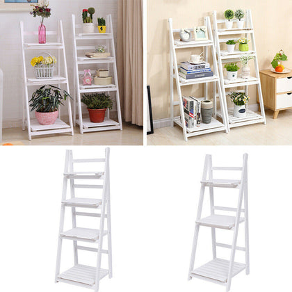 3 / 4 Tier Wooden Ladder Shelf Display Stand Unit Home Plant Flower Book Shelves