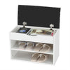 Shoe Rack Wooden Storage Bench Ottoman Shoes Cabinet Padded Seater with Cushion