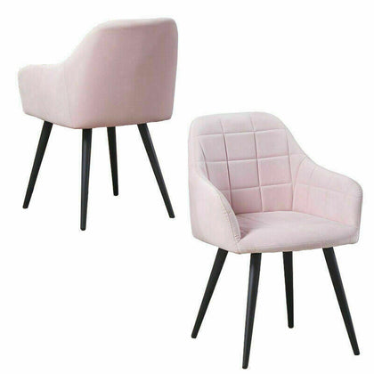 2X Velvet Dining Chairs Living Room Chairs with Armrest Counter Chairs Metal leg