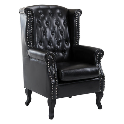 HOMCOM High Back Chair Sofa Armchair Great Soft Padded Leather Cushion Black