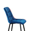 Set of 2 Blue Grey Velvet Dining Chairs Dinning Kitchen Room Metal Leg Padded
