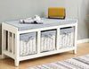 Painted Wooden Hallway Bench Seat 3 or 2 Baskets Pull-Out Storage Cushioned Top
