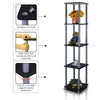 Furinno Turn-N-Tube 5-Tier Corner Square Rack Display Shelf, Black/Grey