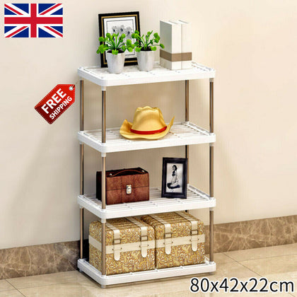 Metal Tube Storage Rack/Shelving Unit Book Shelf Kitchen/Office Unit Stand 4 Tie