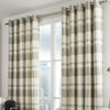 Balmoral Check Natural Eyelet Ring Top Curtains