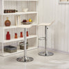 Pair 2* Bar Stool Beige PU Leather Swivel Height Adjustable Footrest Breakfast