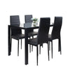 Glass Dining Table + 4 Chairs Set Black Restaurant Home Kitchen Rectangle Table