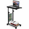 C-Shaped Sofa Side Table Adjustable Mobile Bed End Table Laptop Stand W/ Basket