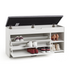 Mondeer Shoe Bench with Seat Storage and Flip-up Drawer Wooden Industrial White